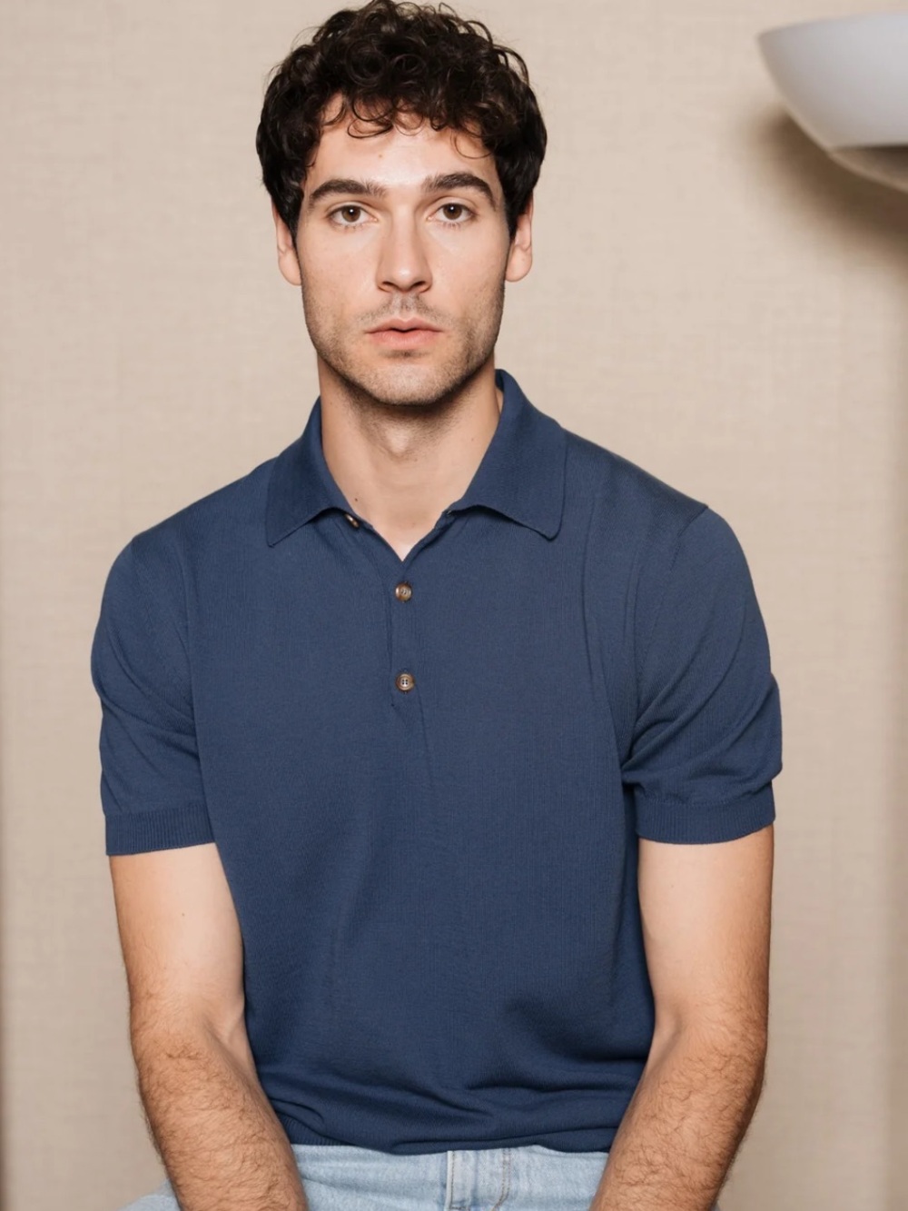 Men's VELASCA Short Sleeve Polo Shirt - Navy / 40 Medium - Large
